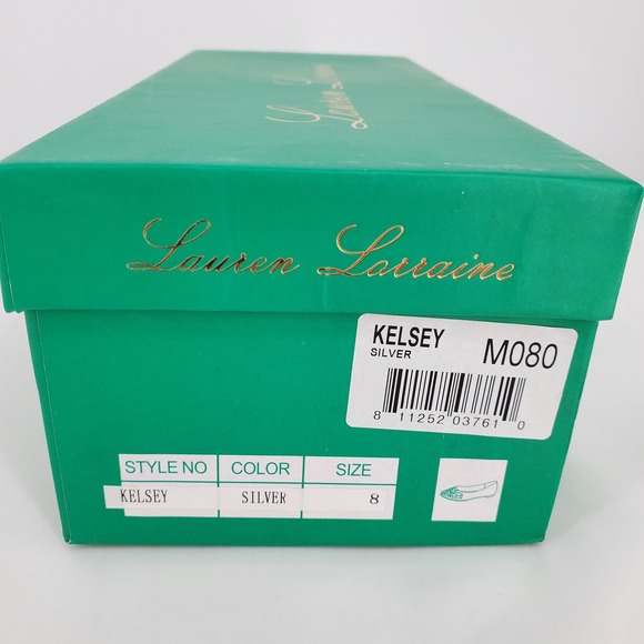 Lauren Lorraine Kelsey 8 Silver Rhinestone Embellished Pointed Toe Ballet Flats - Picture 8 of 8